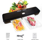 Flyfox Vacuum Sealer Machine - Strong, Multi-functional, and Fast Compact for Multi Food Storage with Low Noise, includes Vac, Sealer, Meat, Dry, Soft, 5 Modes with Vacuum Seal Bags, Black