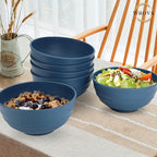 Wheat Straw Bowls Set 60 OZ Unbreakable Large Cereal Bowls Set of 6 Microwave and Dishwasher Safe Bowls Big Bowls for Camping and Party BPA Free Soup Bowl for Serving Oatmeal and Salad (Blue)
