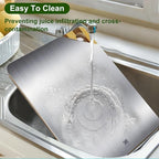 Titanium Cutting Board for Kitchen, Double Sided Cutting Board, Pure Titanium and Natural Bamboo, with Deep Juice Grooves, Large Size 15.6”×11”