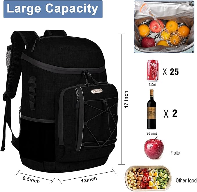 Backpack Coolers Insulated Leak Proof 30 Cans, Soft Sided Insulated Cooler Bags Ice Chest Backpack for Beach Travel Camping, with Reusable Ice Packs