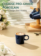 Sweese 3.5oz Porcelain Espresso Cups Set of 4, Mini Coffee Mugs Demitasse Cups - Navy