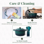 Larder & Vine Enameled Cast Iron 5.7qt Dutch Oven Pot with Lid | Bread Baking | Compatible on All Cooktops & Oven Safe to 500° F | Great for Sourdough Bread | Bondi