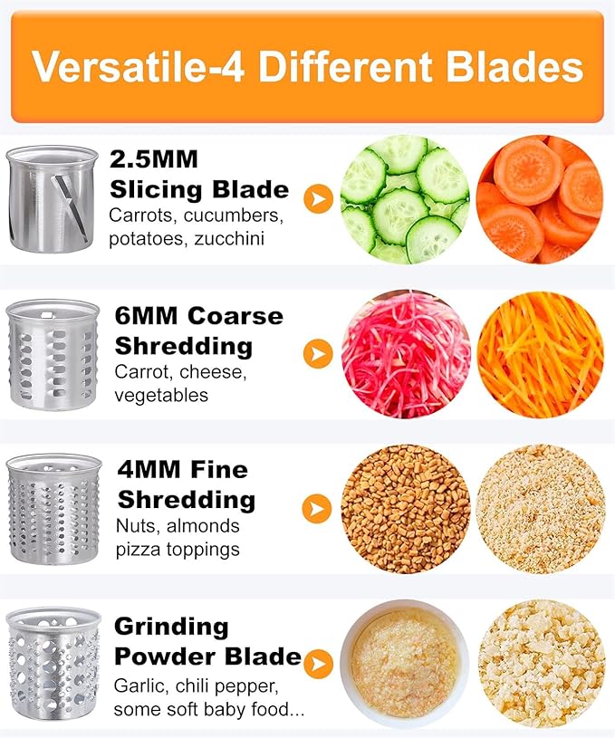 Stainless Steel Salad Maker Attachment for KitchenAid Mixers, Large Slicer Shredder & Cheese Grater Accessories with 4 Blades,Dishwasher Safe