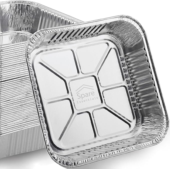 8x8 Foil Pans (55 Pack) - 8 Inch Square Aluminum Pans - Disposable Baking Pans for Heating, Prepping Food & Baking Cakes - Aluminum Baking Pans Disposable - 8 x 8 Baking Pan - Bottom: 6.5x6.5