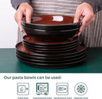 LERATIO Large Pasta Bowls,38oz Ceramic Pasta Bowls,9.0" Reactive Glaze Pasta Bowl Set of 4,Microwave & Dishwasher,Oven Safe,Wide Serving Bowls for Salad,Dessert,Fruit-Reddish Brown