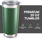 20 oz Tumbler with Lid Stainless Steel Insulated Tumblers Bulk Double Wall Vacuum Cups Powder Coated Travel Mug Keep Drinks Cold and Hot, Dark Green, 4 Pack