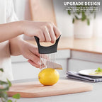 2PCs Stainless Steel Onion Slicer Holder, Onion Cutter Holder for Slicing of Onions,Tomatoes,Avocados,Eggs and Other Vegetables,KItchen Utensils (Purple & Black)