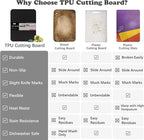 ZVP Thick TPU Cutting Boards for Kitchen, Rubber Flexible Cutting Board Mats, Nonslip Silicone Chopping Mats Foldable BPA Free Knife Friendly Non-Toxic Dishwasher Safe