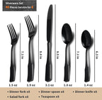 Alata Kate Black Mirror 40-Piece Silverware Set,Service for 8,Stainless Steel Flatware Set,Mirror Cutlery Set,Dishwasher Safe