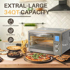 LNC Air Fryer Oven, 34QT Extra Large 1750W Toaster Air Fryer Combo, 12” Pizza Convection Oven Countertop, 12-in-1 with 4 Accessories, Stainless Steel, Silver