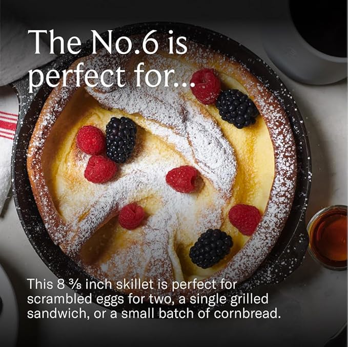 Field Company 8.38-Inch Cast Iron Skillet – Pre-Seasoned Frying Pan for Searing, Baking & Everyday Cooking, Lighter & Easy to Handle, Smooth, Made in USA (No.6, 1–2 Servings)