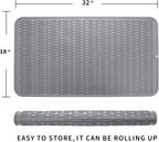 Silicone Dish Drying Mat for Multiple Usage,Easy clean,Eco-friendly,Heat-resistant Silicone Mat for Kitchen Counter or Sink,Refrigerator or Drawer Liner Grey 4XL 32 inches x 18 inches
