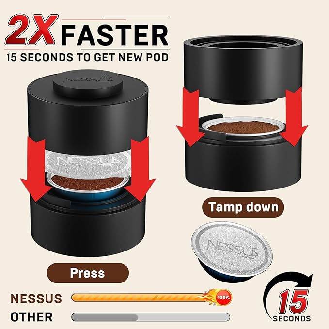 Reusable Pods Kit for Nespresso Vertuo, Refillable Vertuo Coffee Pods Espresso Accessories with 100 pcs Foil Seals Lids, Holder and Brush for Nespresso Vertuo Plus Next Capsule Machine