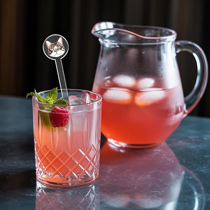 Personalized Dog Drink Stirrers, Custom Wedding Pet Illustration Acrylic Sticks for Wedding Cocktails, Unique Party Favors & Reception Decor Style 4