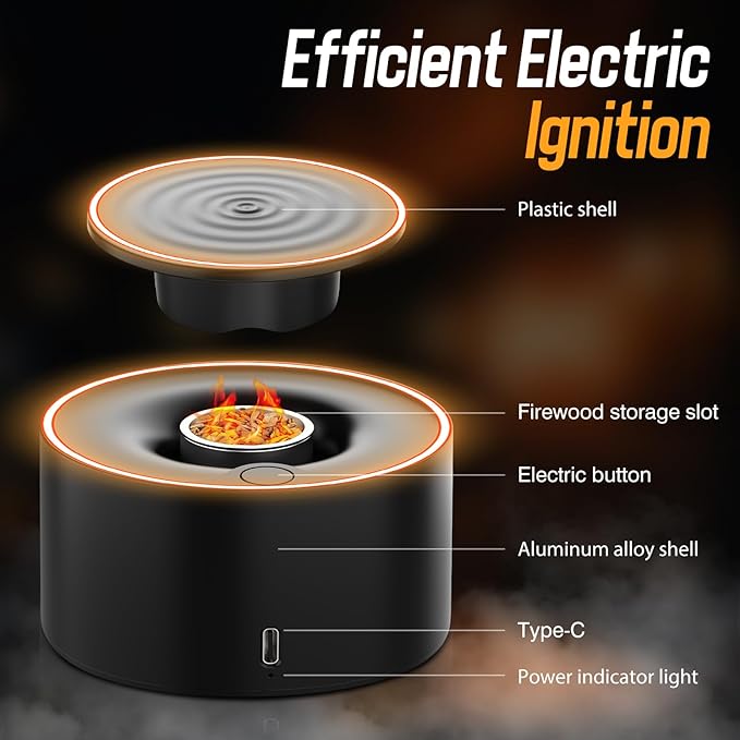 Electric Whiskey Smoker Kit – Old Fashioned Drink Smoker Kit with Heating Rod, Aluminum Alloy Body & 6 Wood Chips – USB Rechargeable, No Butane – Gift for Whiskey, Cocktail,Bourbon, Coffee& BBQ Lovers