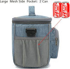 FlowFly Insulated Reusable Lunch Bag Adult Large Lunch Box for Women and Men with Adjustable Shoulder Strap,Front Zipper Pocket and Dual Large Mesh Side Pockets,Navy