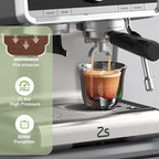 Semi-Automatic Espresso Machine, 20 Bar Professional Coffee Maker with Grinder, 1450W Fast Heating, 30 Grind Settings, Milk Frother Steam Wand, 2.8L Water Tank,Home & Kitchen Espresso Machines, Silver