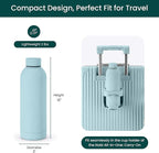 NOBL Stainless Steel Water Bottle,17 oz, 500 ml, Double Wall Vacuum Insulation, Sealed Bottle Keeps Drinks Cold 24 Hrs & Hot 12 Hrs, Leak Proof, Fits Noble Carry-On Cup Holder - Baby Blue