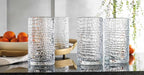 Glaver's Highball Drinking Glasses, Set of 4 Clear 15 Ounce Crackle Design Textured Drinking Glasses Heavy Duty Basic Set for Everyday Home, Bar use for Water Juice Cocktails Smoothies.