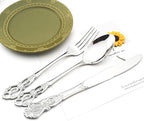 Royal 24-piece Mirror Silver Silverware Dinnerware, 18/10 Stainless Steel Luxury Flatware Service For 6 Include Knives/Forks/Spoons/Teaspoons, Dishwasher Safe