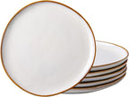AmorArc Ceramic Dinner Plates Set of 6, 10.5 Inch Handmade Reactive Glaze Stoneware Plates,Large Rustic Shape Dinnerware Dish Set for Kitchen, Microwave & Dishwasher Safe,Scratch Resistant-Pearl White