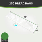 Restaurantware Bag Tek 28 Inch x 6 Inch Bread Bags 250 With Wicket Dispenser Bread Loaf Bags - Micro Perforated Freezer Safe Clear Plastic Baguette Bags Disposable