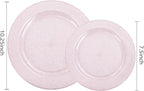 WDF 120pcs Pink Plastic Plates Disposable - Clear Pink Glitter Plates for Valentine's Day/Wedding including 60PCS Dinner Plates 10.25inch and 60PCS Salad Plates 7.5inch for Wedding/Party
