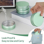 YQ 24 Pack 4 oz Tins for Salves, Round Aluminum Metal Tin with Lids, Empty 4oz Tin Containers Food Storage Containers, Salve Tins with Lids and Labels for Cosmetic, Balm, Candle, Candy(Light Green)
