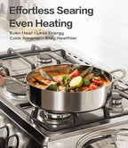 Large Saute Pan with Lid 12 inch Stainless Steel Sauté Pan (5.5 Qt) - 5-Ply Stainless Steel Deep Saute Pans- Oven Safe & Stovetop Agnostic - Non Toxic, PTFE & PFOA Free