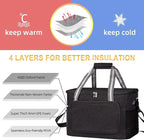 iknoe Large Cooler Bag Collapsible, 24L Insulated Bags, Leakproof Lunch Cooler Tote with Multi-Pockets for Adult Insulated Thermal Bag for Beach, Picnic, Office Work, Black 36-Can