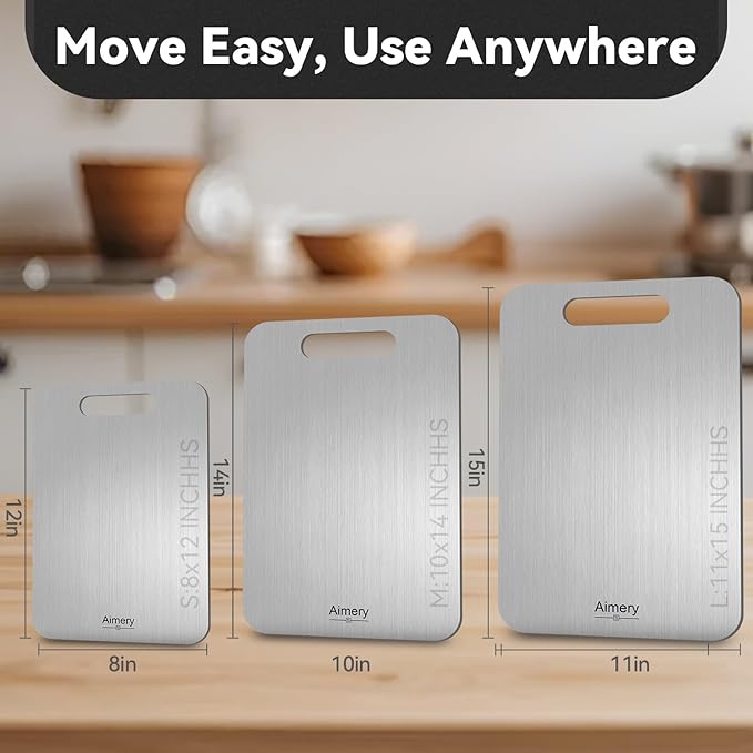 Titanium Cutting Board For Kitchen,100% Pure Titanium Cutting Board,Food GradeQuality,Non-Stick Double-Sided Cutting,Dishwasher Safe, Easy To Clean (L:15 * 11 Inches)