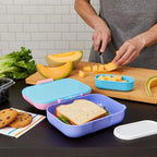 ZOKU - Mini Bento Box for Kids, Stackable, Lightweight, Leakproof, for Children, Kid Friendly Latch, Easy to Clean (Bento Jr) (Pink)