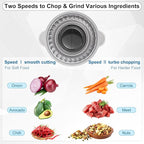 2-Speed Food Processor, Electric Meat Grinder Food Chopper with 8 Cup Glass Bowls& 8 Cup Stainless Steel Bowl for Kitchen, Vegetable, Onion, Garlic, Salad, Fruit, Nuts