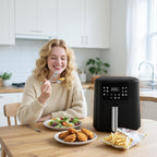 QIDO Air Fryer 8-in-1 with 5 QT Capacity,180°-450°F Precision Heating, Air Fry, Roast, Broil, Reheats, Dehydrates, Less Oil, Features Shake Reminder, Large Touch Display with Auto Menus, Compact Black
