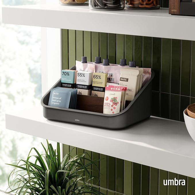 Umbra Bellwood Countertop Organizer, Black/Walnut
