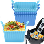 Koluti Nonstick Silicone Egg Bites Baking Mold Pack of 4, Reusable Muffin Cupcake with Double Handle, BPA Free, Small Rectangle Air Fryer Cupcakes Liner, 2 Colors