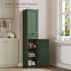 Tall Bathroom Cabinet with 2 Doors & 1 Drawer, Narrow Bathroom Storage Cabinet with Adjustable Shelves, for Living Room, Entryway, Kitchen, Forest Green