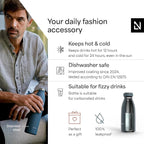 LARS NYSØM Stainless Steel Insulated Water Bottle 12oz 17oz 25oz 34oz 51oz | Insulated Thermo Flask for Hot and Cold Beverages | Leakproof Drinking Bottle (Stone Blue, 11.9oz)