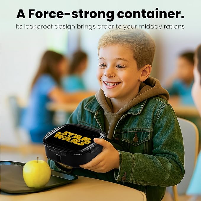 Yoobi – Star Wars X Classic Black Bento Box and Ice Pack or Kids & Tweens – 3 Compartment Lunch Box, Dishwasher & Microwave Safe – BPA & PVC Free, Leakproof