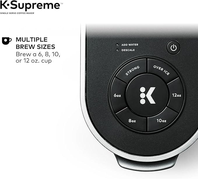 Keeurig KSupreme Single Serve KCup Pod Coffee Maker with MultiStream Technology, Strong Brew and Over Ice, 66 oz Dual‑Position Reservoir
