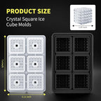 6 Chamber 1.97” 3D Crystal Square Ice Cube Tray With Funnel,Large Square Ice Molds Silicone Fun Shapes Whiskey Ice Cube Tray,For Chilling Whiskey,Cocktails,Bourbon,Brandy and Beverages