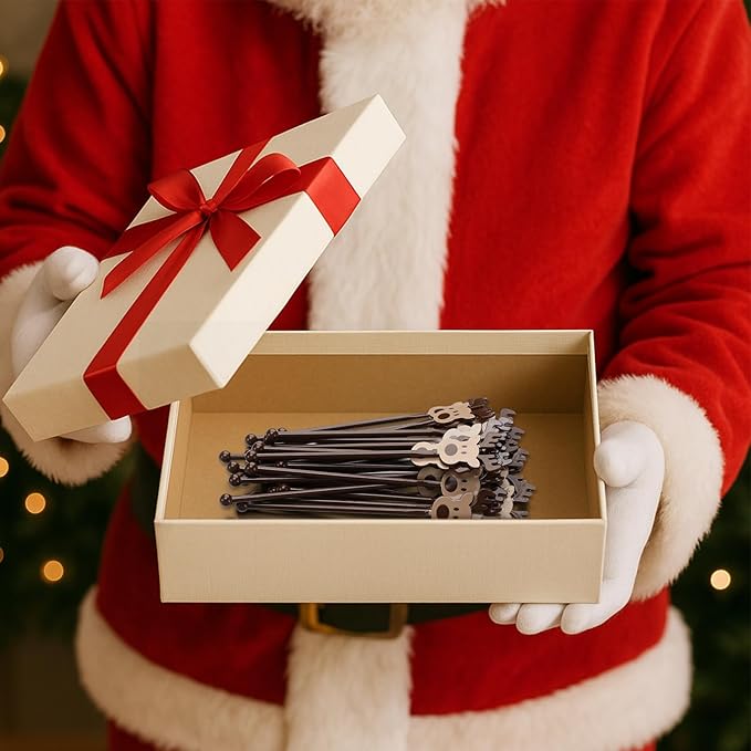 Chengu 100 Pcs Christmas Drink Stirrers Xmas Stir Sticks Bulk Holiday Coffee Stirrers Plastic Swizzle Stick Hot Cocoa Bar Supplies Chocolate Decoration Reusable Cocktail Mixer(Reindeer)