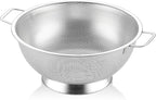 5QT Metal Colander with Handle, Large Stainless Steel Strainer for Kitchen, Mesh Strainer for Washing Pasta, Spaghetti, Fruit, Vegetable, Rice Washer, Fast Draining, Dishwasher Safe
