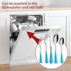 Colorful Silverware Set 20 Piece 18/0 Stainless Steel Flatware Blue and Yellow Handle Cutlery Set Service for 4 Fork Knife Spoon Set Mirror Finish Dishwasher Safe