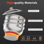 12.8in 3 Tier Stainless Steel Steamer Pot Multipurpose Stainless Steel Steam Pot Cookware Steamer Pot with Lid for Cooking Vegetable Stock Sauce Food