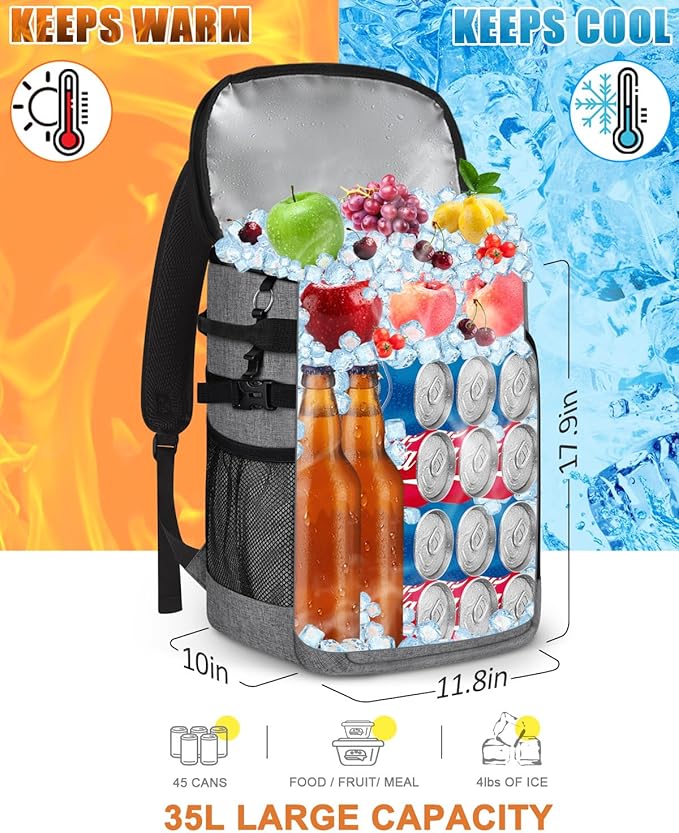 Capolo 36/45 Cans Cooler Backpack Insulated Waterproof for Women Men Lunch Backpack Coolers Leak Proof Soft Cooler Bags