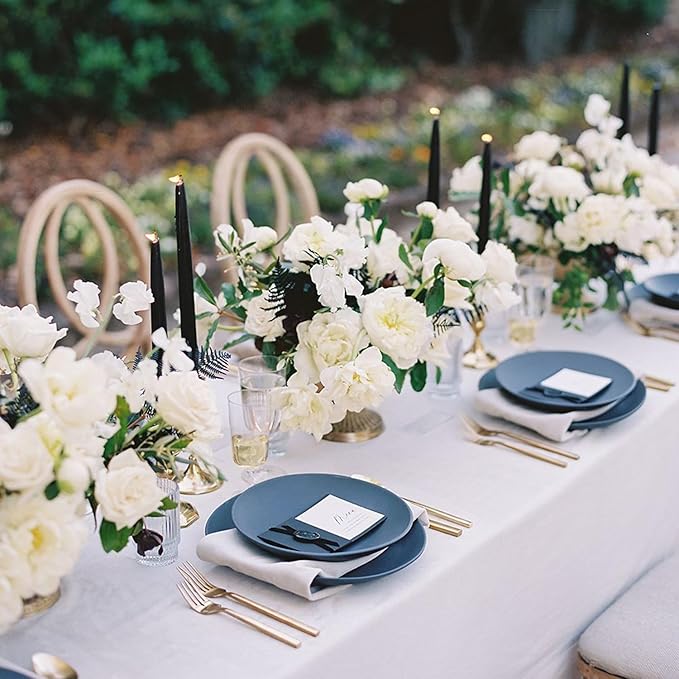 sancua Rectangle Tablecloth - 54 x 78 Inch - Stain and Wrinkle Resistant Washable Polyester Table Cloth, Decorative Fabric Table Cover for Dining Tables, Buffet Parties and Camping, White