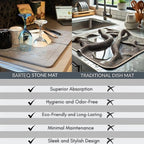 BARTEQ Stone Dish Drying Mat Large - 23.6” X 15.4" Foldable Diatomaceous Stone Drying Mat for Kitchen Counter | Fast Absorbtion | Non-Slip Quick Drying Stone Mat | Moroccan Trellis Grey