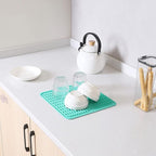 Silicone Dish Drying Mat for Multiple Usage,Easy clean,Eco-friendly,Heat-resistant Silicone Mat for Kitchen Counter or Sink,Refrigerator or Drawer liner Mint M 12 inches x 12 inches