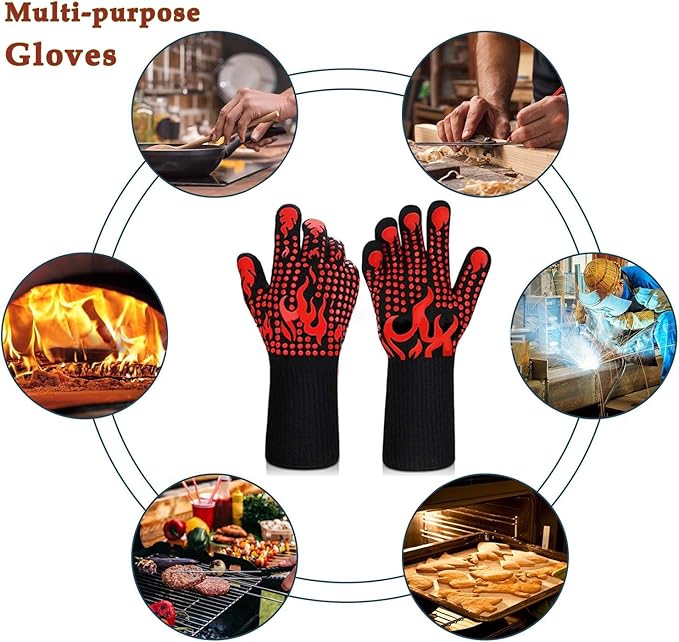 Large Grill Basket Set with Heat-Resistant Gloves & Skewers - Heavy Duty 304 Stainless Steel Folding BBQ Rack for Fish, Meat, Vegetables, Tailgating, Camping Gift for Grill Masters (Dad/Husband)